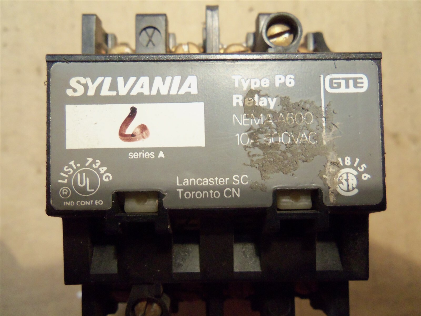 Sylvania P6-40-76 Series A Type 6P Nema A600 10A 600VAC GTE *FREE SHIPPING*