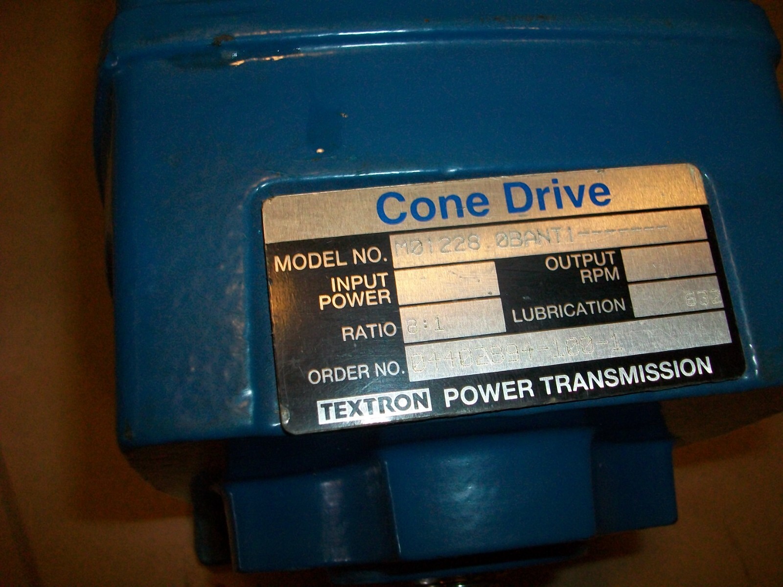 Textron Cone Drive M01228 0BANT1 Ratio 8:1 NEW