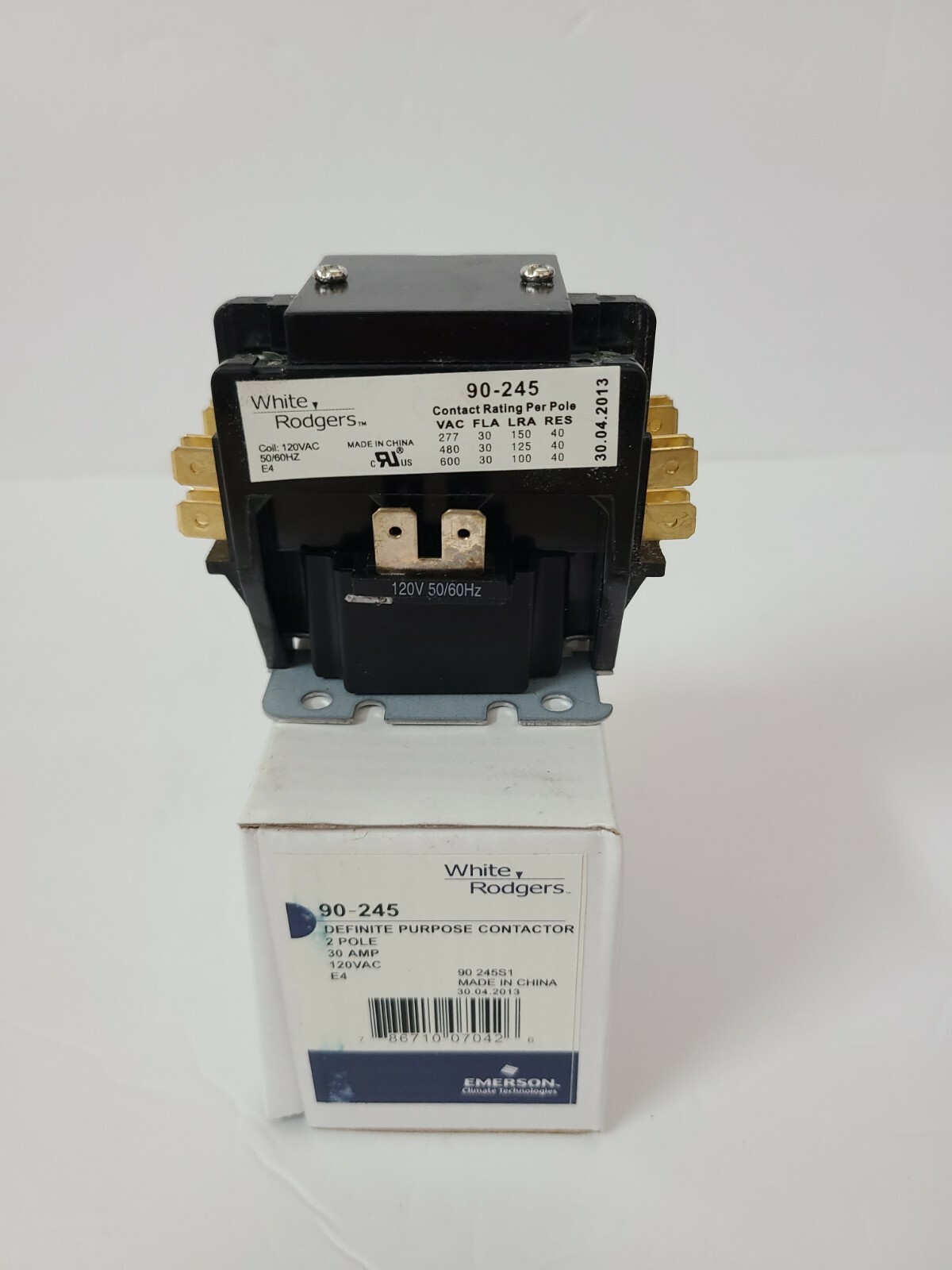 WHITE RODGERS 90-245 Definite Purpose Contactor 2-Pole 30amp 120vac