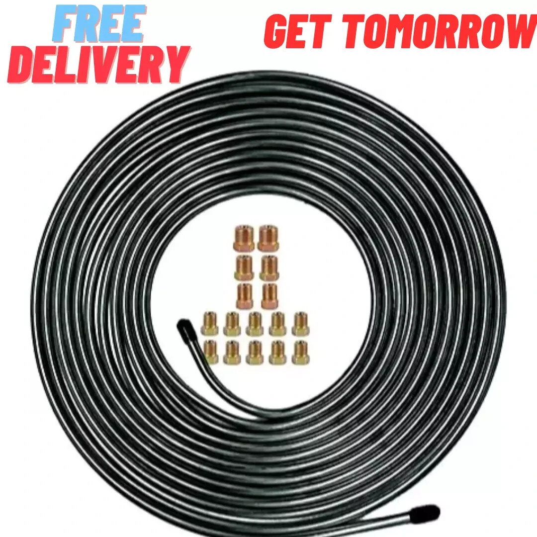 Muhize 3/16 Brake Line Tubing Kit – Upgraded 25 Ft. of Flexible Pvf-Coated Steel
