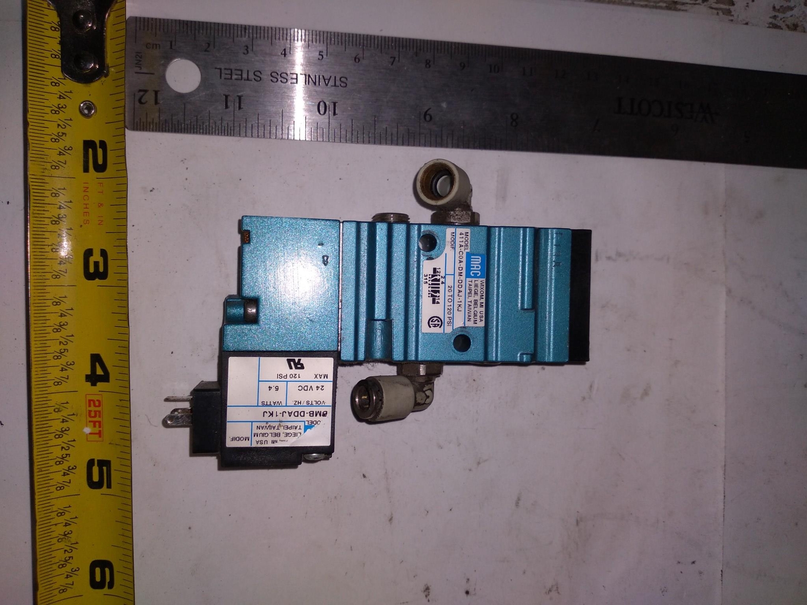 MAC 411A-C0A-DM-DDAJ-1KJ 20 TO 120 PSI DMB-DDAJ-1KJ 24VDC 5.4W MAX 120 PSI