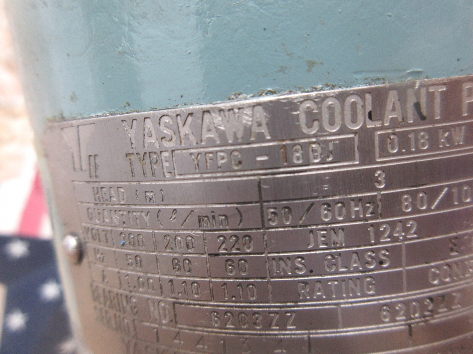 YASKAWA COOLANT PUMP YFPC-180J 0.18KW