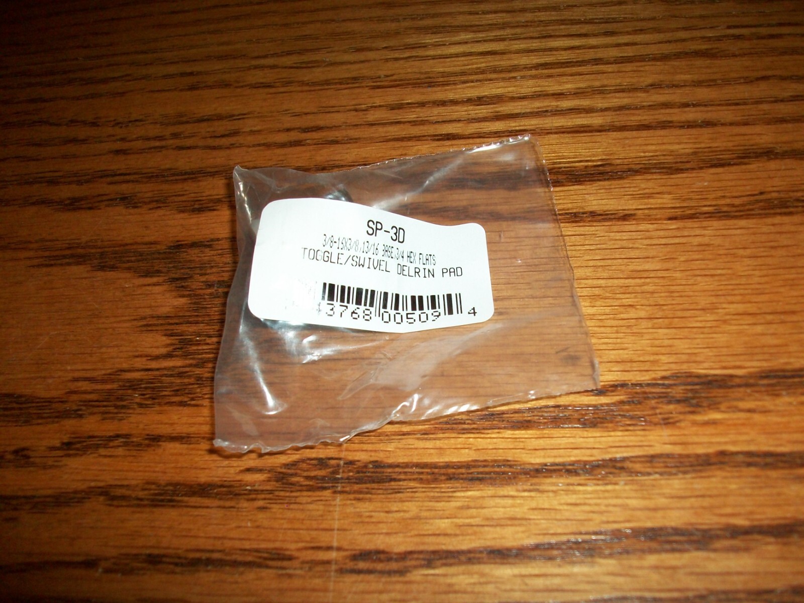 TOGGLE/SWIVEL Delrin PAD ZINC SP-3D-3/8-16 X 3/8, 13/16″ 3/4″ flats-NIP-FREE shp