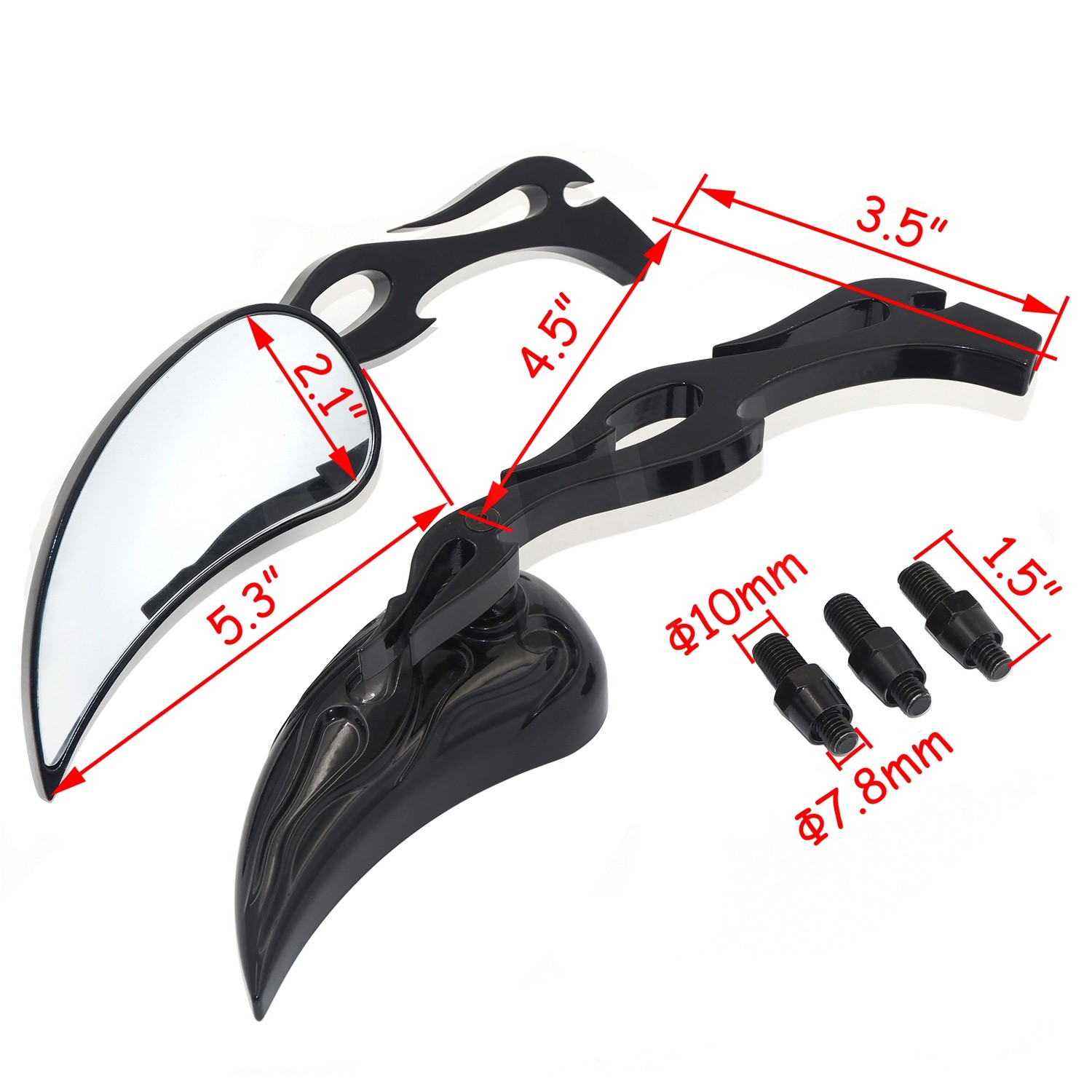 Black Teardrop Mirror For Yamaha Cruiser Royal Star Road Star V-Star Max Warrior