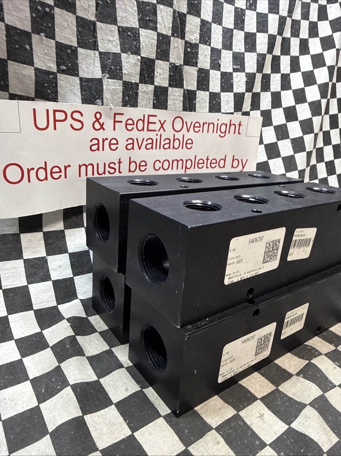 x4 Polyconn PC000-04-3/4, 5469K207, Aluminum Air Manifold 1″ FNPT X 3/4″ FNPT