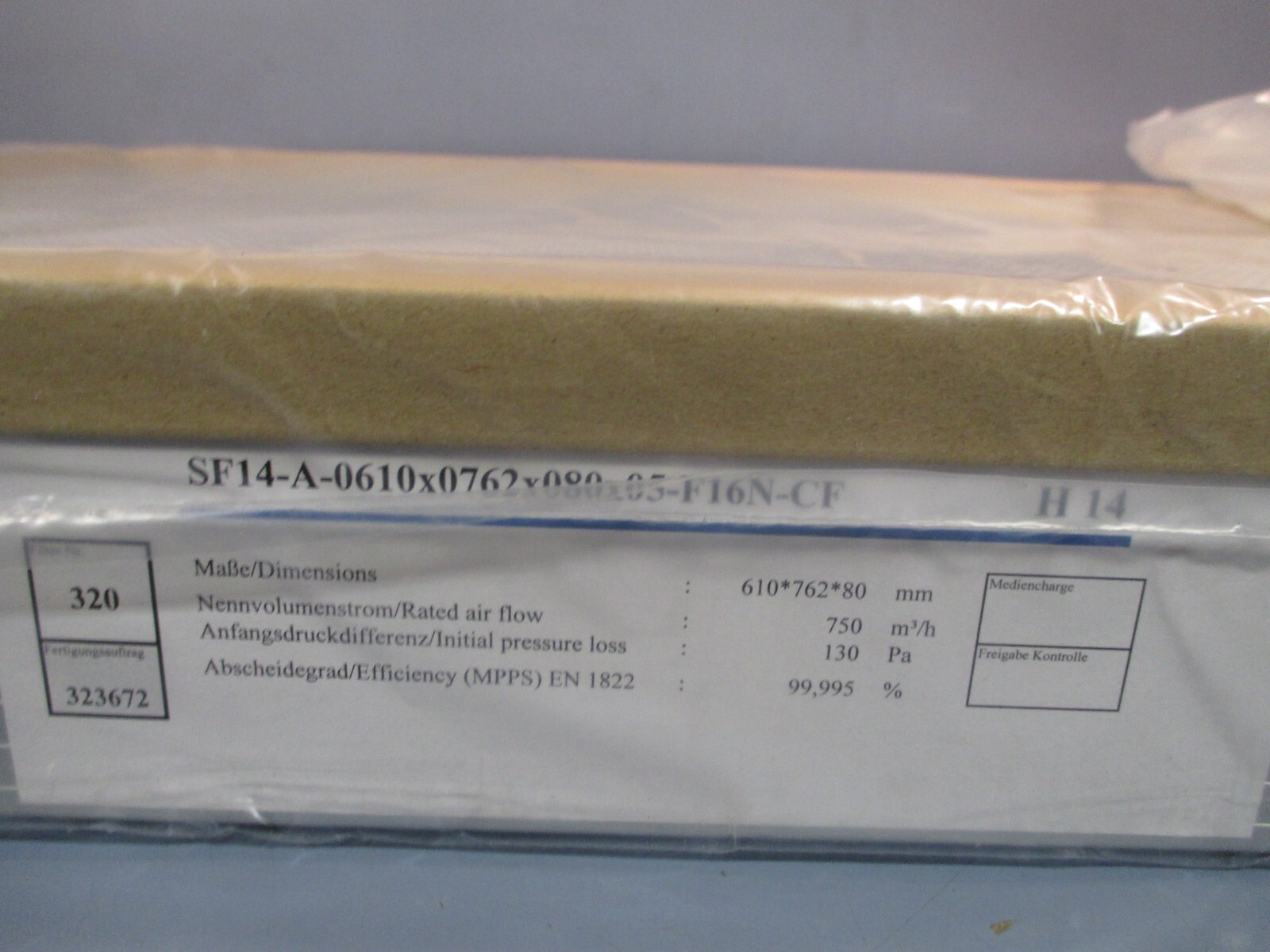 Freudenberg 53398683 HEPA/ULPA Filter SF14-A-0762X0915X080X05-F16N-CF