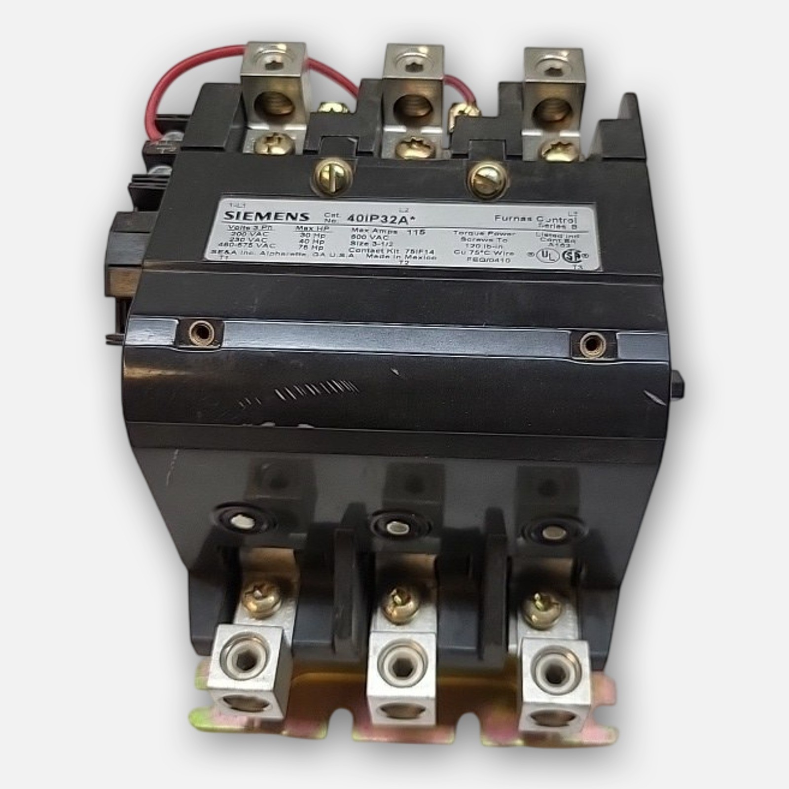 NEW SIEMENS 40IP32A* /B FURNAS CONTROL CONTACTOR 115A 600VAC SIZE 3 1/2