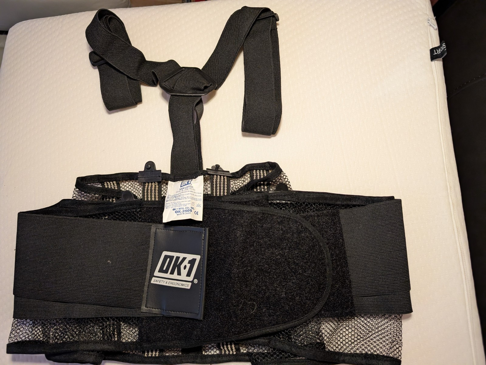 OK-1 OK-250S-S Back Support, Open Mesh, Black, XXX-Large