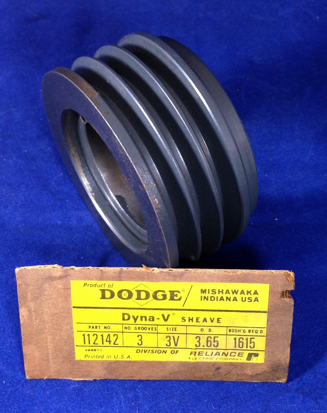 SHEAVE PULLEY DODGE 112142 SIZE 3V DYNA-V 3-GROOVE OD-3.65″