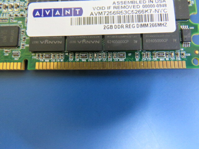 AVANT AVM7256R53C5266K7-NYC Qty of 1 per Lot 2GB DDR REG DIMM 266MHZ SERVER RAM
