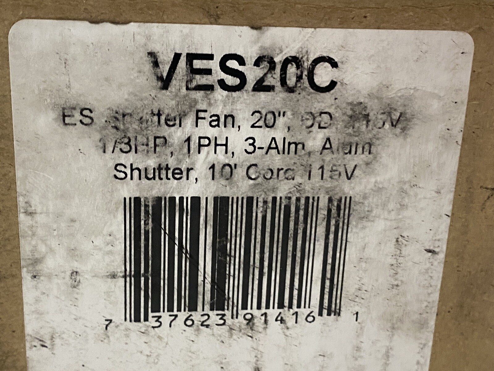20″ J@D Corrosion Resistant Exhaust Fan w/Shutter-Direct Drive Ves-30C New