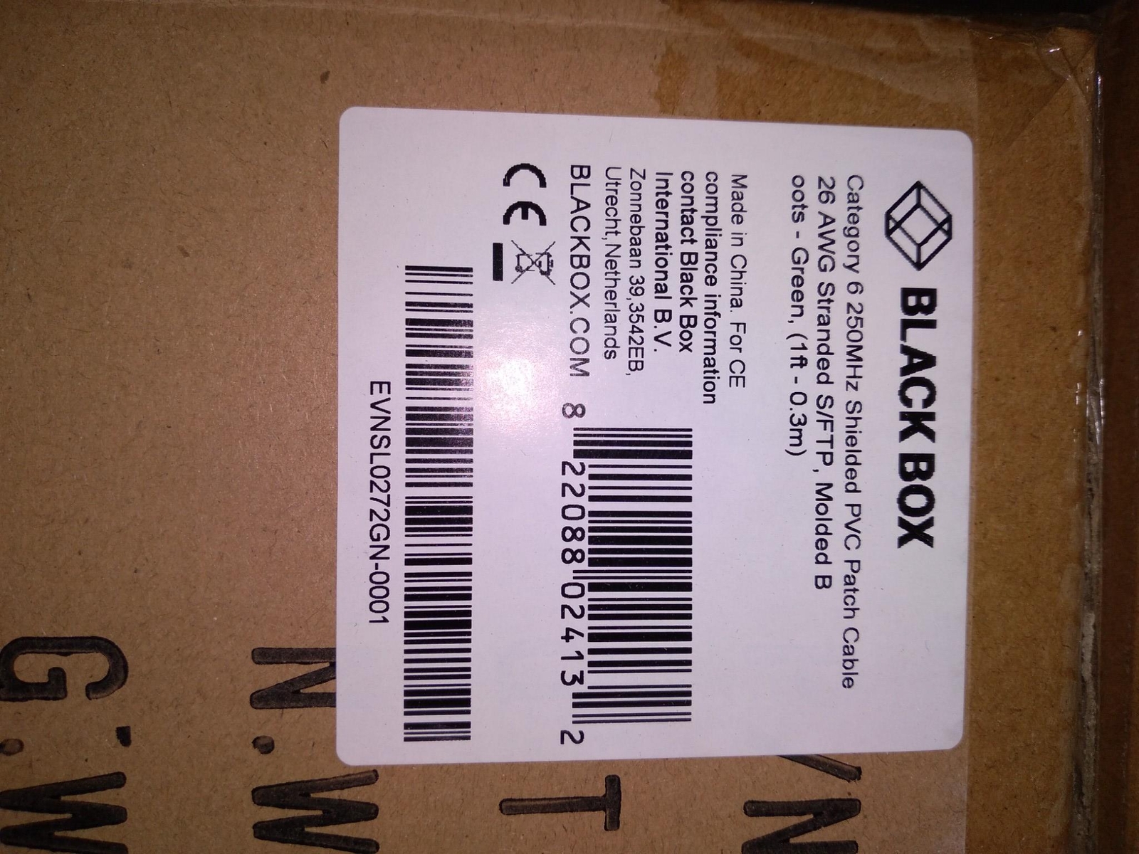 BLACKBOX SHIELDED PVC PATCH CABLE GREEN 1FT EVNSL0272GN-0001…. 10 PER ORDED