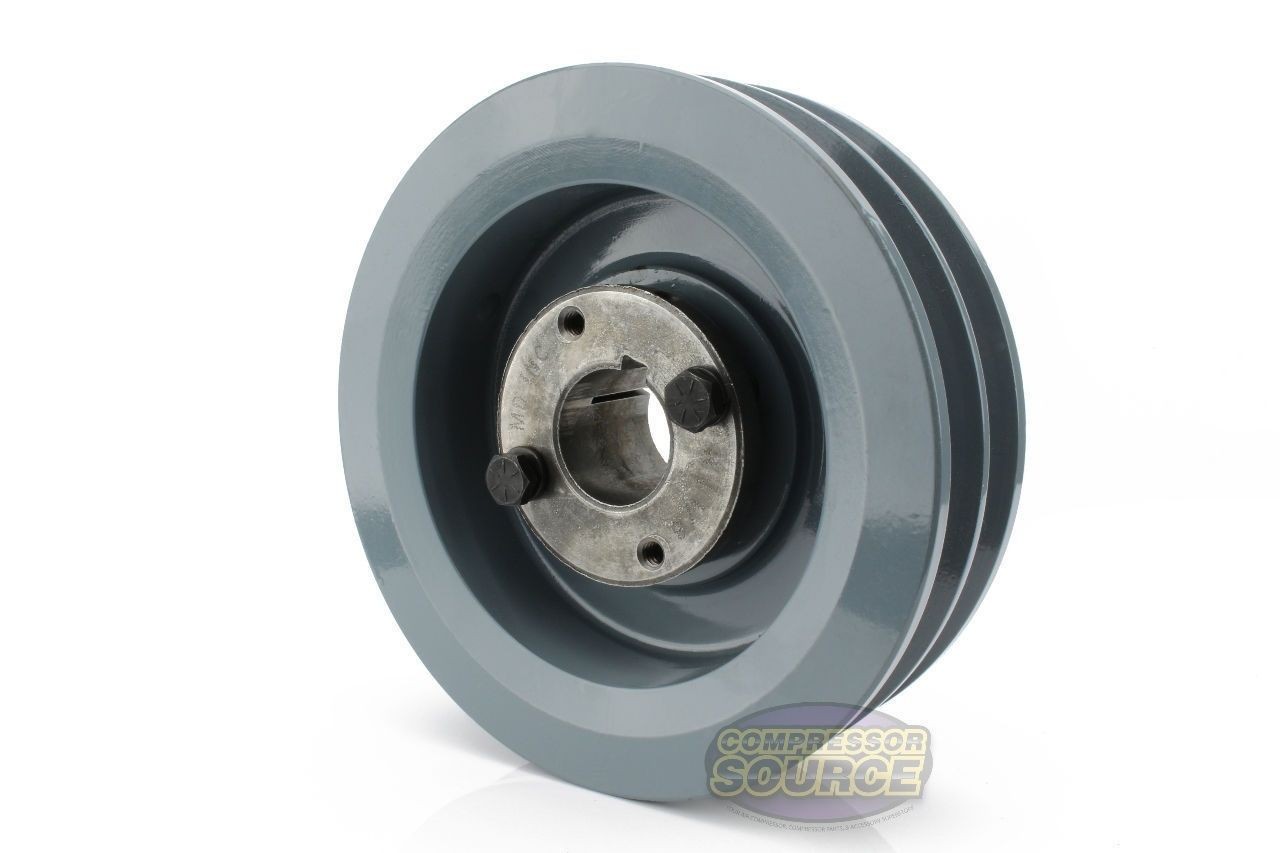 Cast Iron 6″ Pulley Dual Groove B Section V Belt 5L with 7/8″ Sheave Bushing