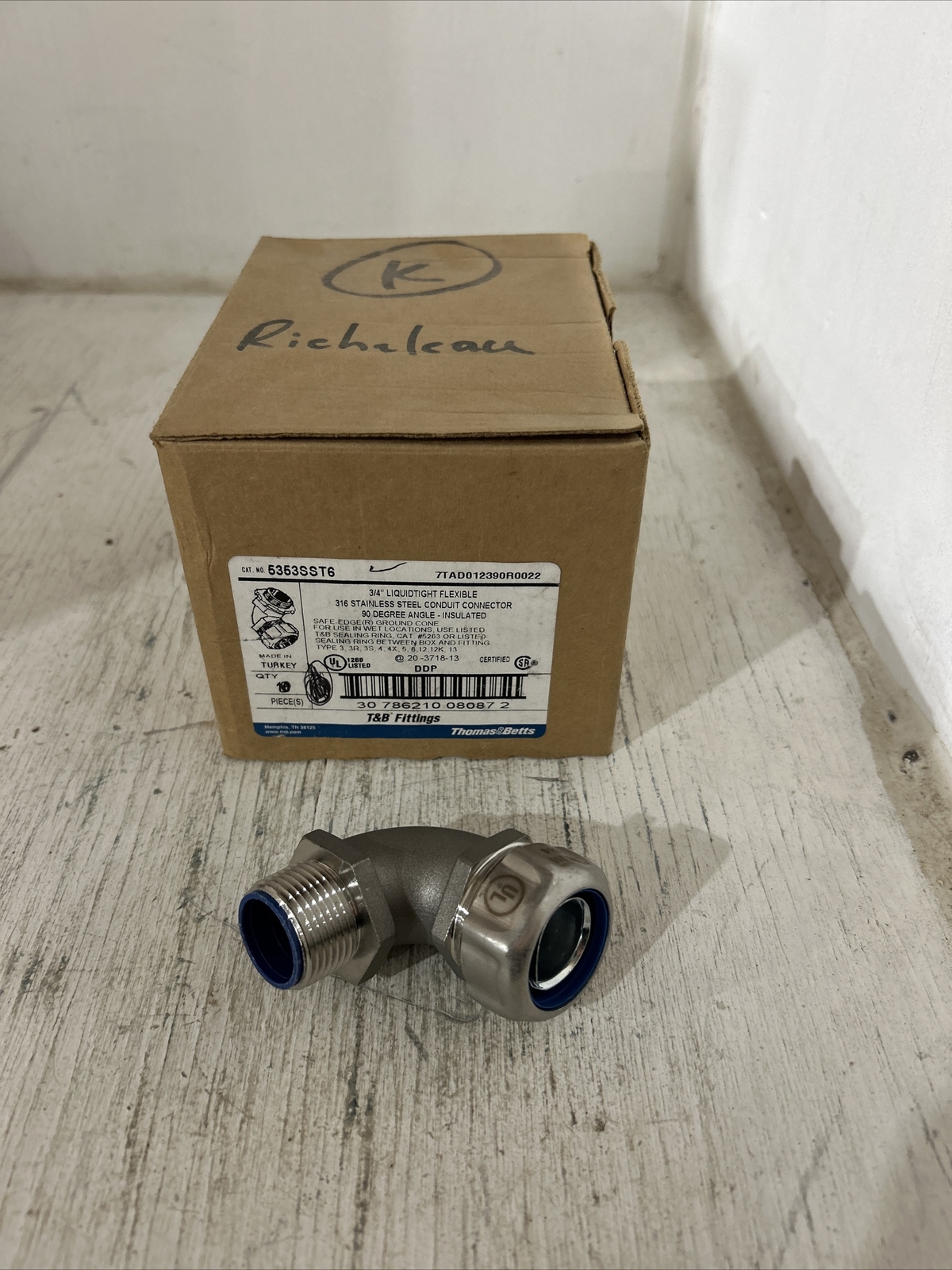 T&B 5353SST6 3/4″ 90 Deg 316 Stainless Steel Liquidtight Fitting (SP154)