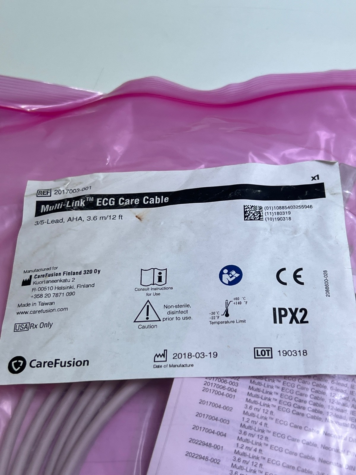 CAREFUSION MULTI-LINK ECG CARE CABLE 2017003-001