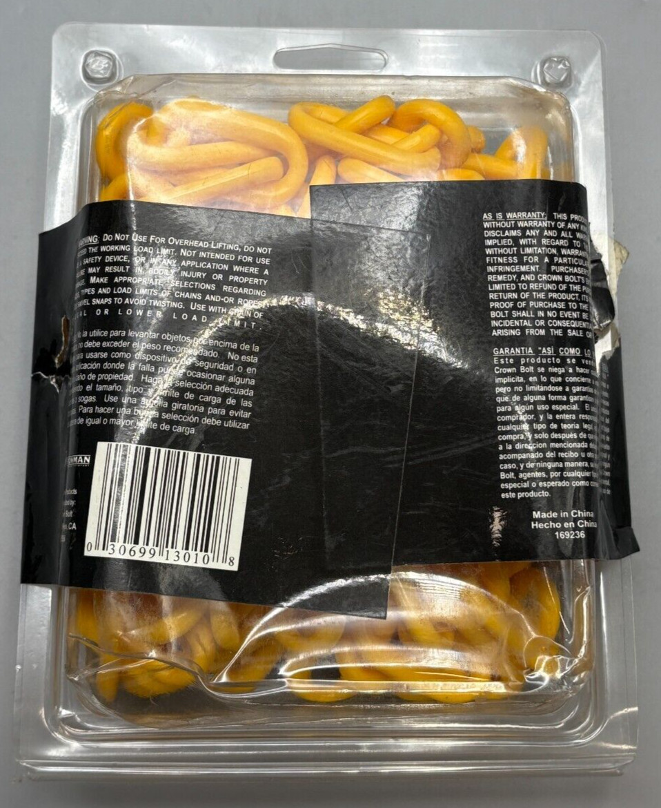Crown Bolt 13010 #8 x 15′ Plastic Chain, Yellow Ironman