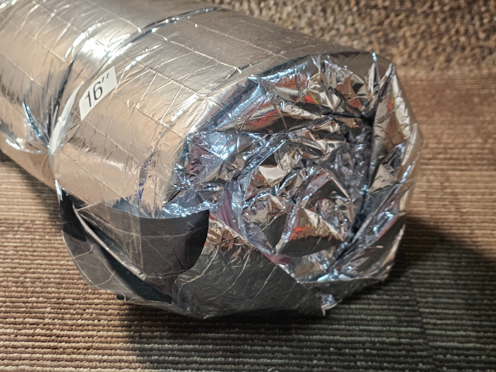 Atco R6 Insulated Flexible Duct Pipe Sleeve 16″ x 5′ Fiberglass Insulation