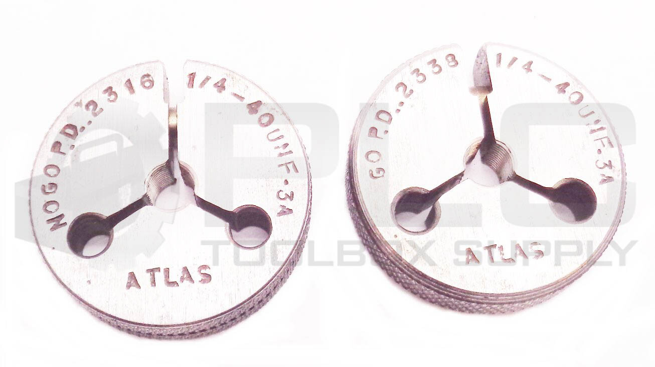 SET OF 2 NEW ATLAS 1/4-40UNF-3A PIPE THREAD RING GAGES GO PD2338 NOGO PD2316