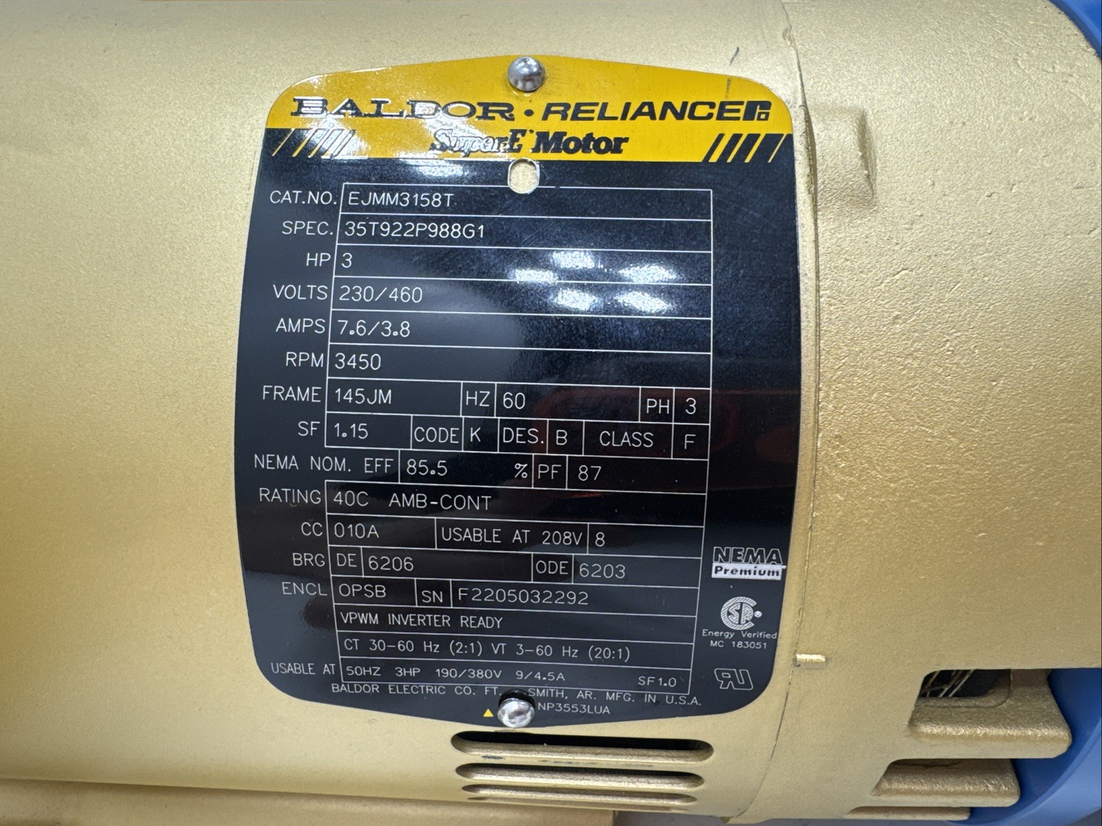 Baldor-Reliance EJMM3158T 3HP Motor w/ Goulds Pump 3BF1HBA0H