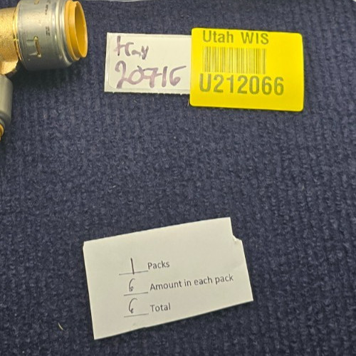(QTY 6) SharkBite UR256: 3/4 in. Brass 90-Degree Push-to-Connect Elbow