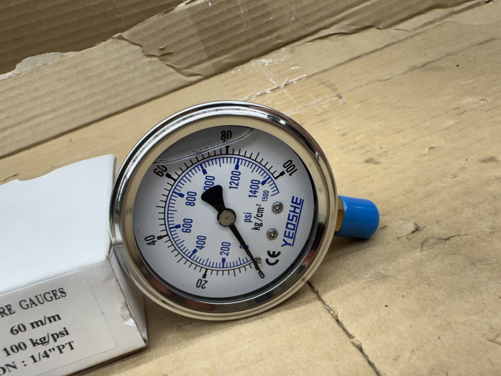 Genuine Yeoshe 1500PSI/100KG/cm2 Liquid Filled Pressure Gauge 1/4″PT Connection