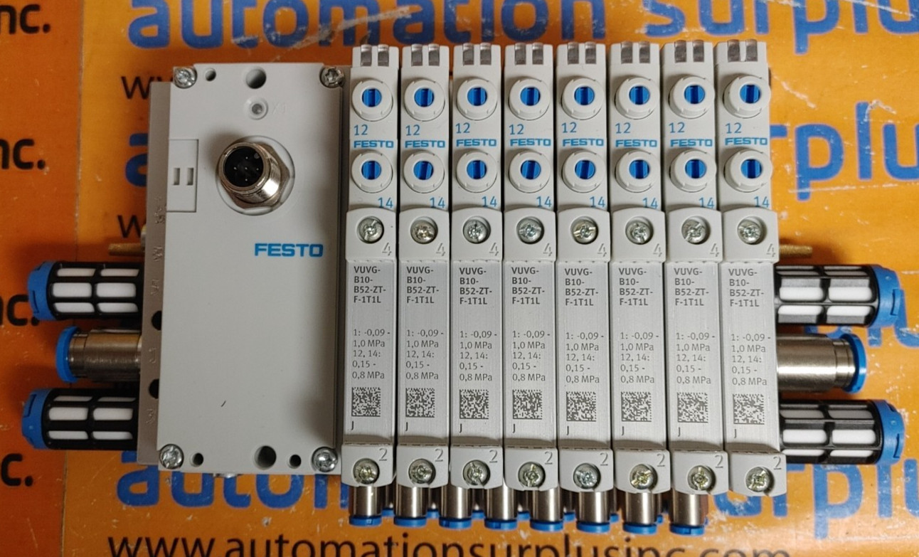 FESTO VTUG-10-VRPT-B1T-Q8-U-Q4S-4JTS4J 8-SLOT TERMINAL MANIFOLD NEW!! READ!!