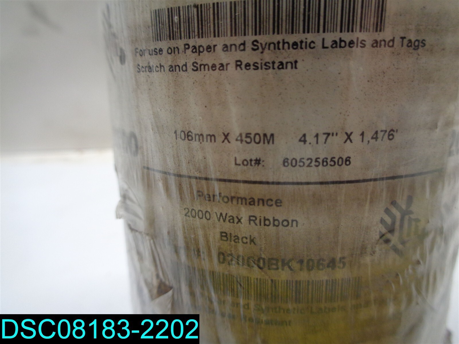 QTY=5: Zebra Wax Ribbon Black 4.17″ x 1,476′ P/N 02000BK10645