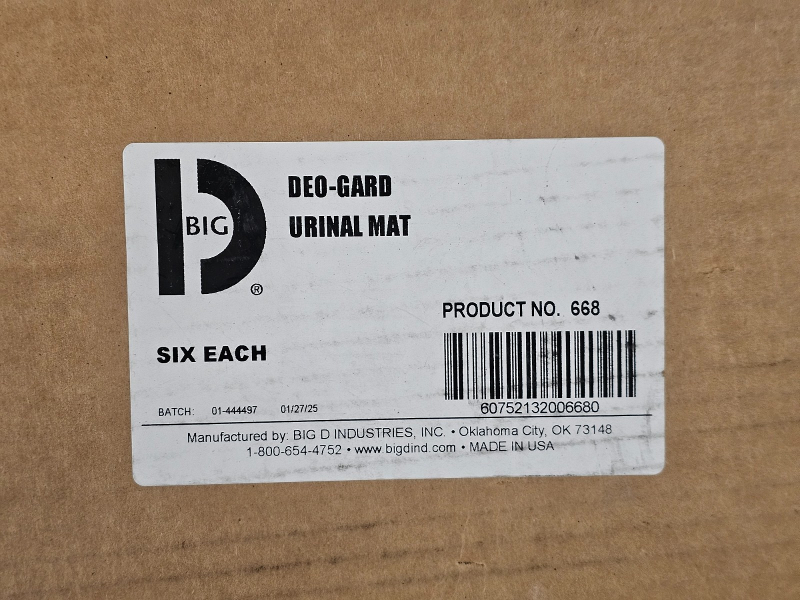 (QTY 6) Big-D Deo-Gard 17.5 x 20.5 Disposable Urinal Mat, Charcoal, Mountain Air