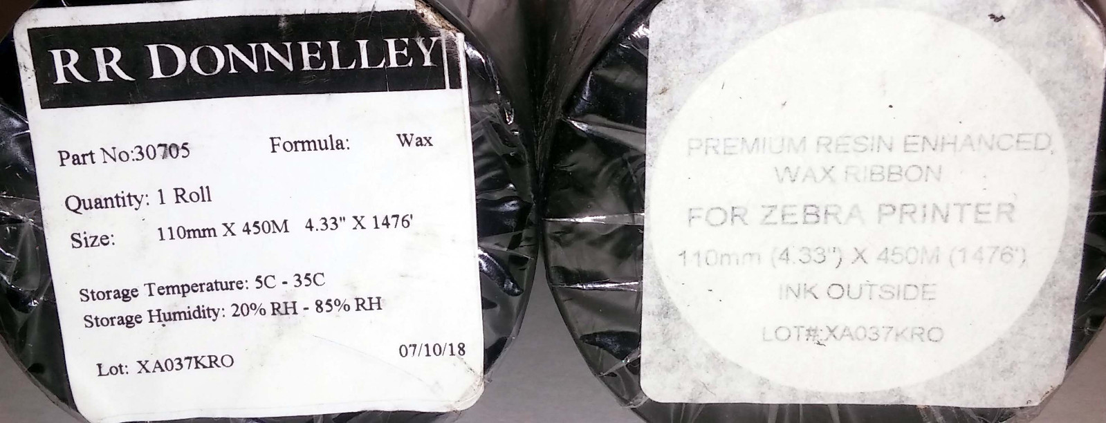 2 NEW ROLLS RR DONNELLEY 30705 WAX RIBBON NNB ***MAKE OFFER***