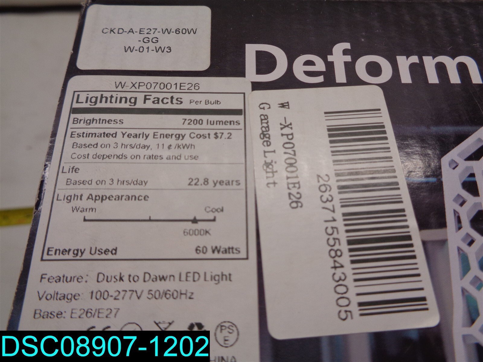 60-Watt Dusk to Dawn Deformable LED Adjustable Gray Garage Light W-XP07001E26