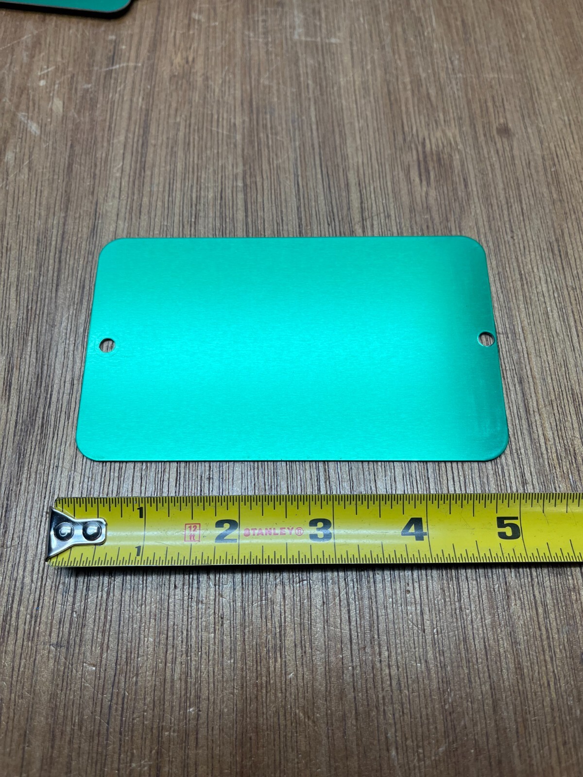 (Qty.5) 3″ X 5″ Green Anodized Aluminum Tag .040″ Thickness, 3/16″ Holes USA