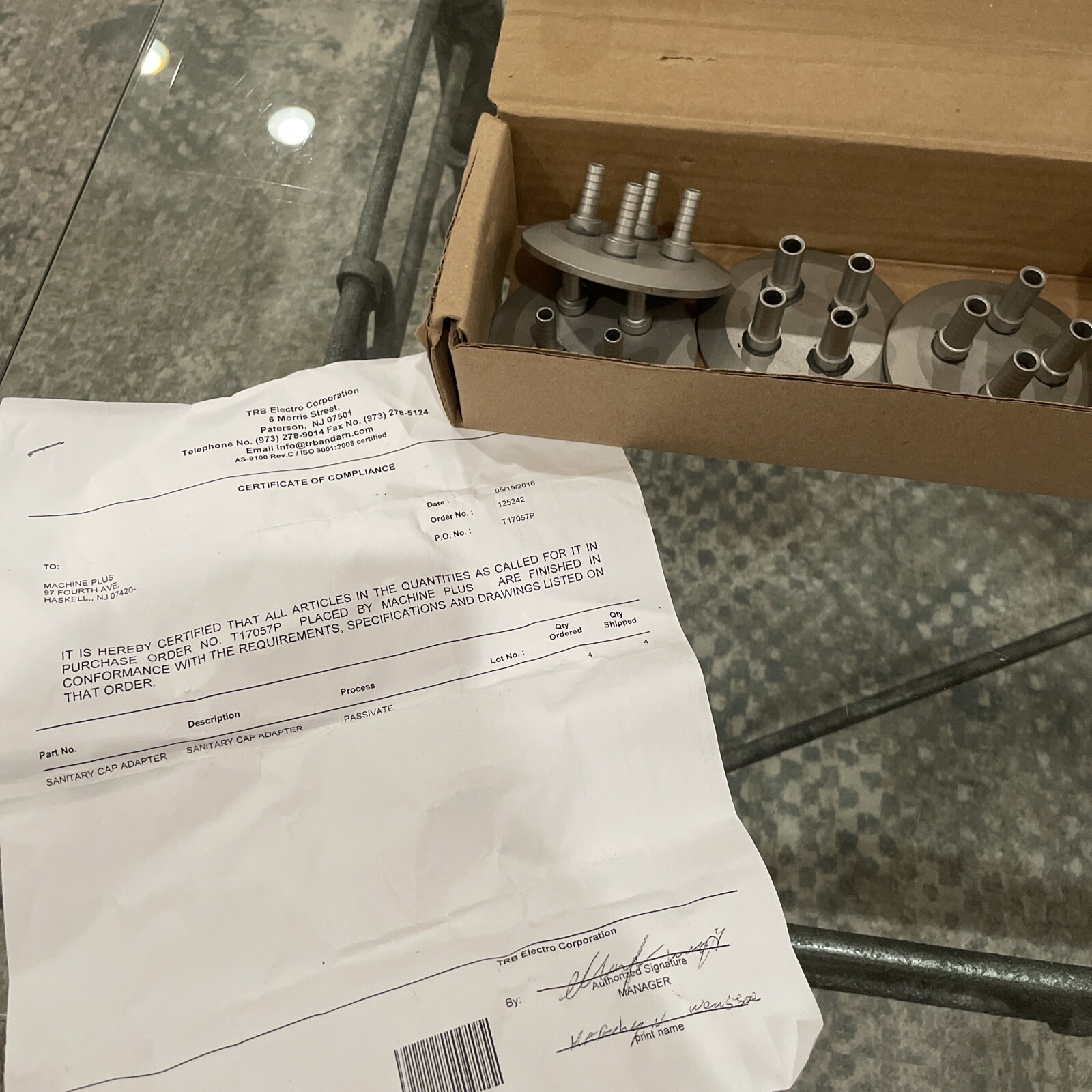 TRB (4) Electro Corp Machine Plus Inc Sanitary Cap Adapter 16ptb6118061904-002