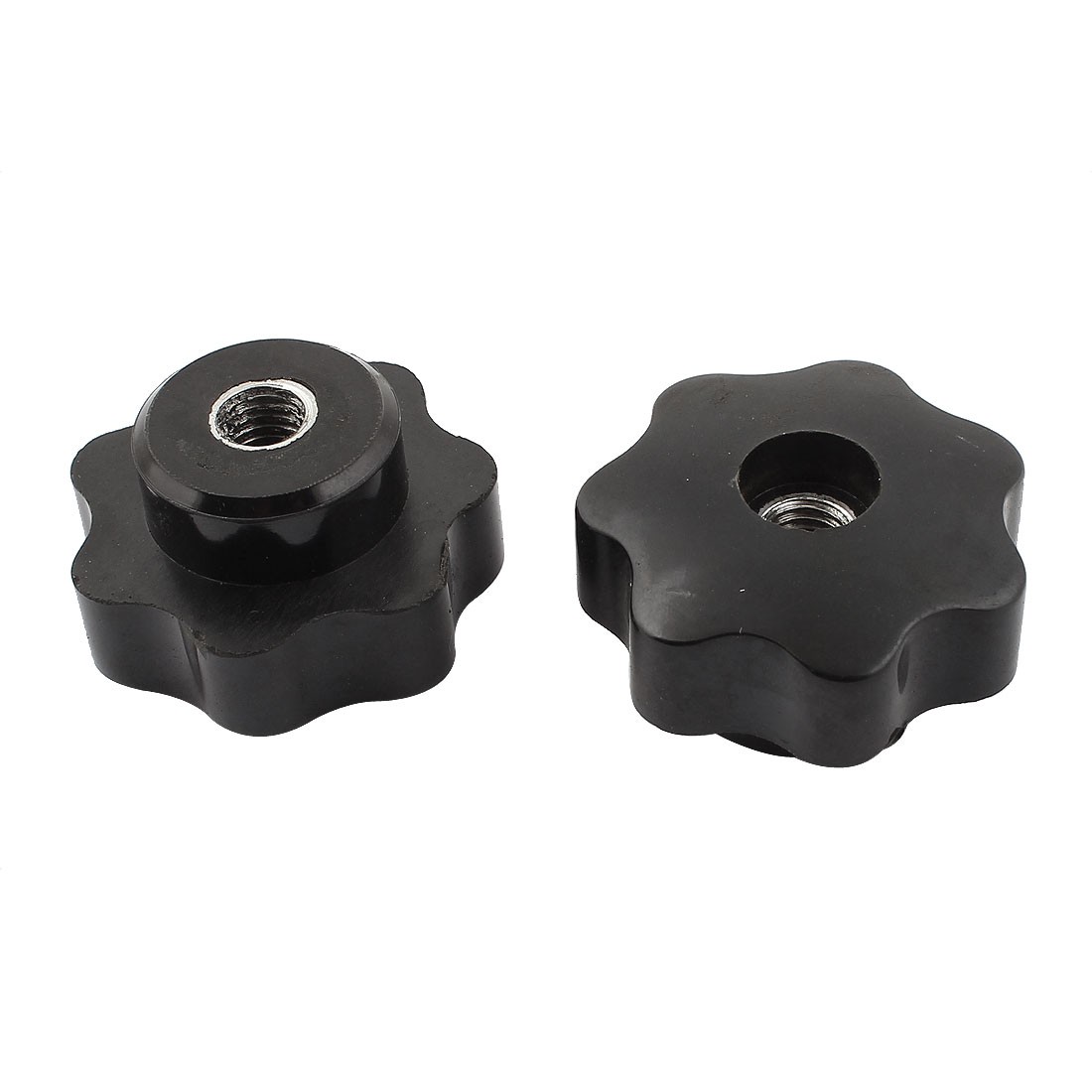 M8 1.25mm Pitch Female Thread Hole Star Screw Clamping Knob Black 2pcs