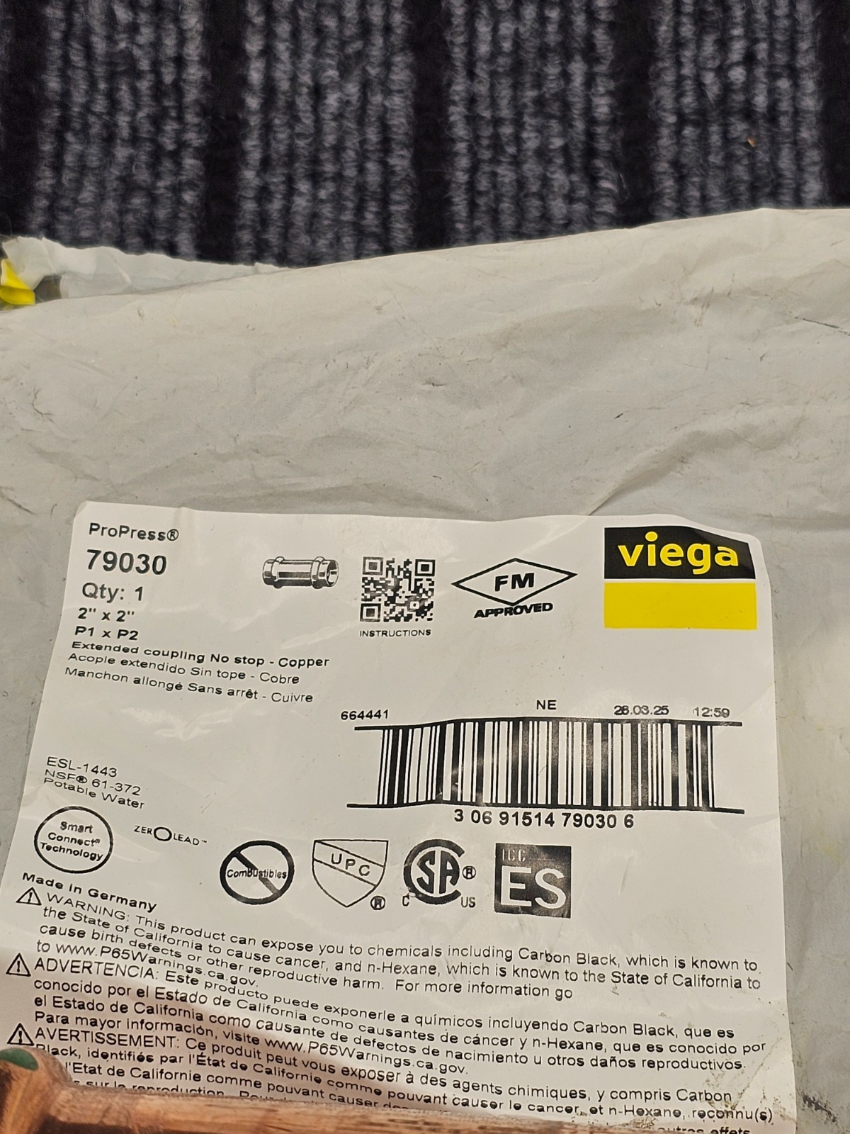 Viega 79030: Propress Extended Coupling No Stop, 2″ X 2″