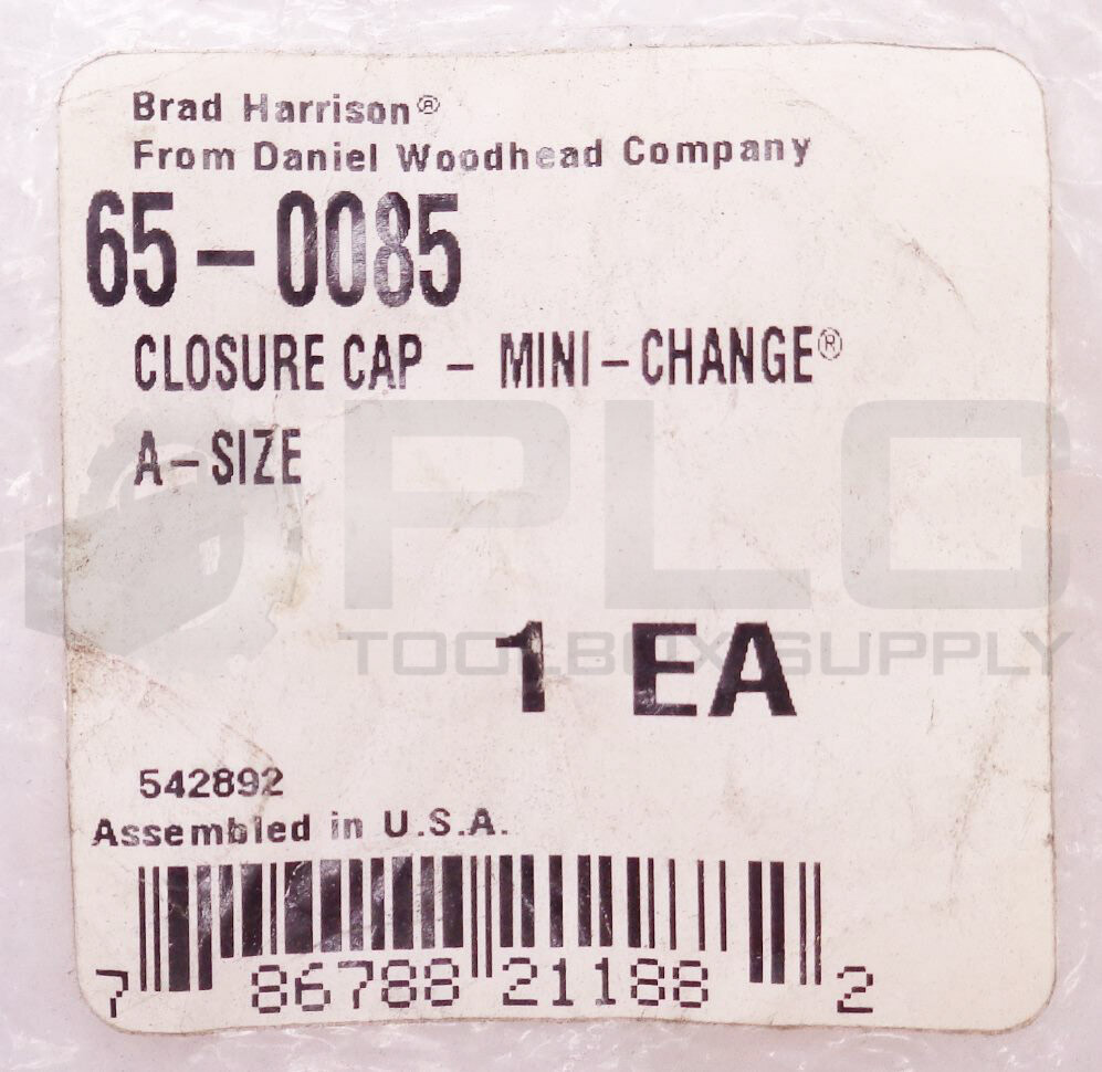 LOT OF 8 NEW BRAD HARRISON WOODHEAD 65-0085 CLOSURE CAP SIZE A MINI CHANGE