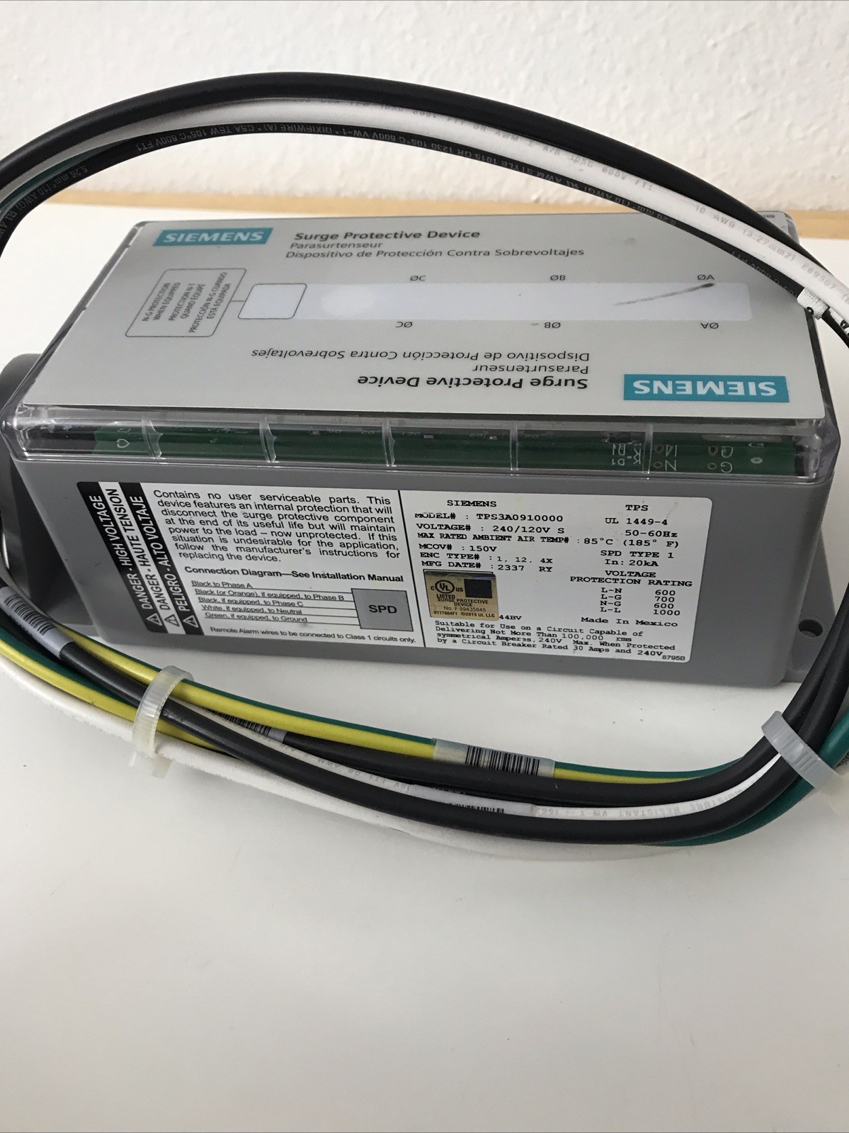 Siemens TPS3E0910000 Surge Protective Device 480Y/277V 50/60Hz