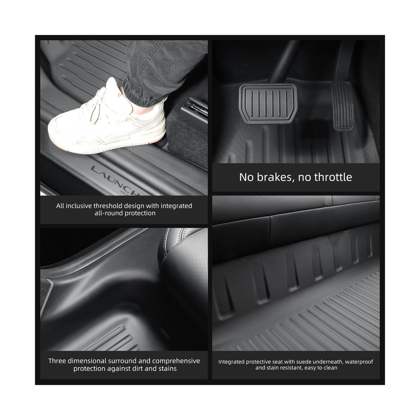 LUCKEASY 3PCS TPE Foot Mats with Door Sill Cover for Tesla Model Y Juniper 20…