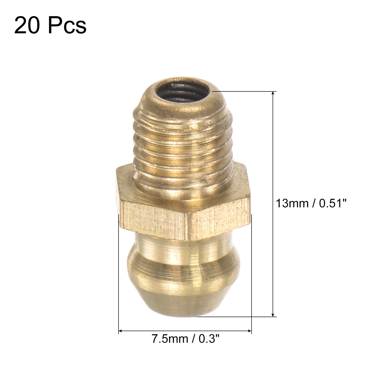 Brass Straight Hydraulic Grease Fitting Accessories M6 x 0.75mm Thread 20Pcs
