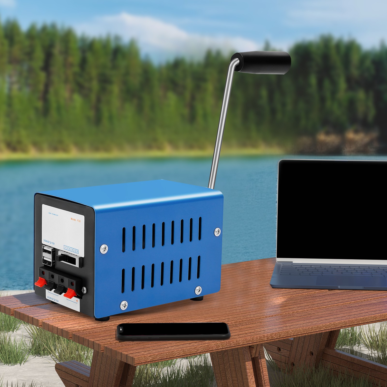 20W Hand Crank Generator Portable USB Charger Manual Power Supply for Camping US