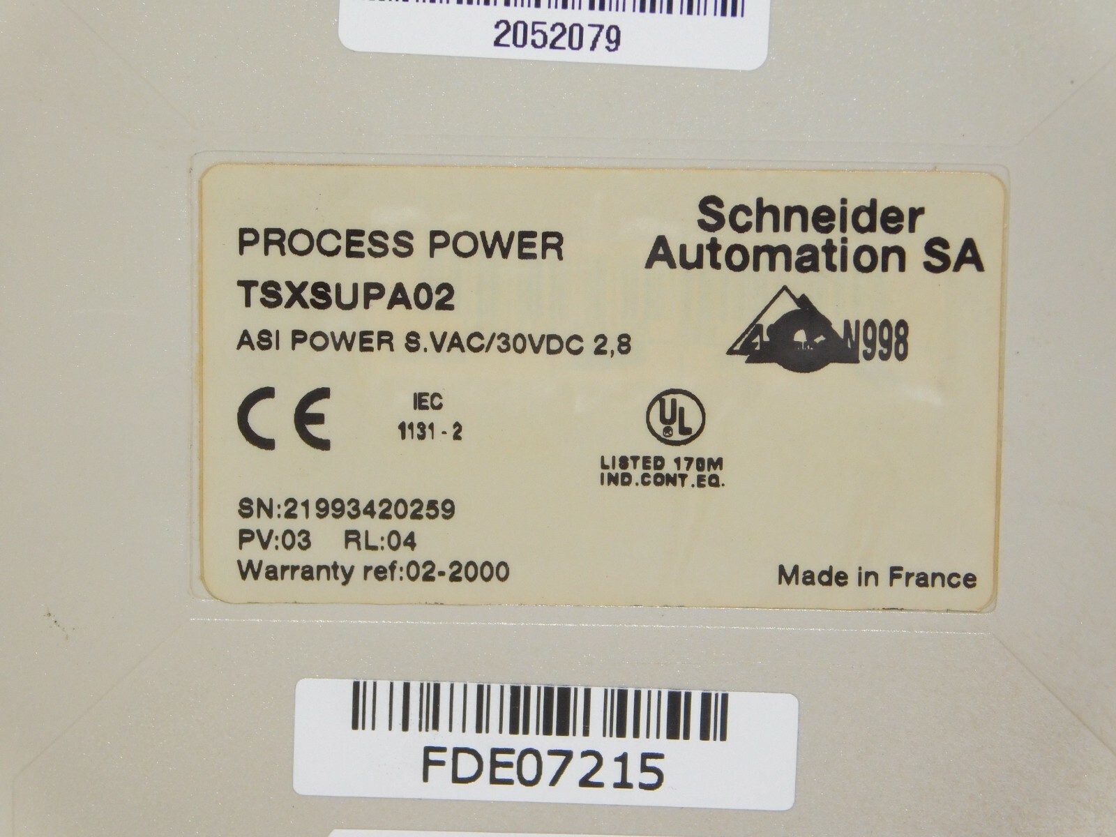 Telemecanique Schneider Modicon TSXSUPA02 Process Power Communication Module