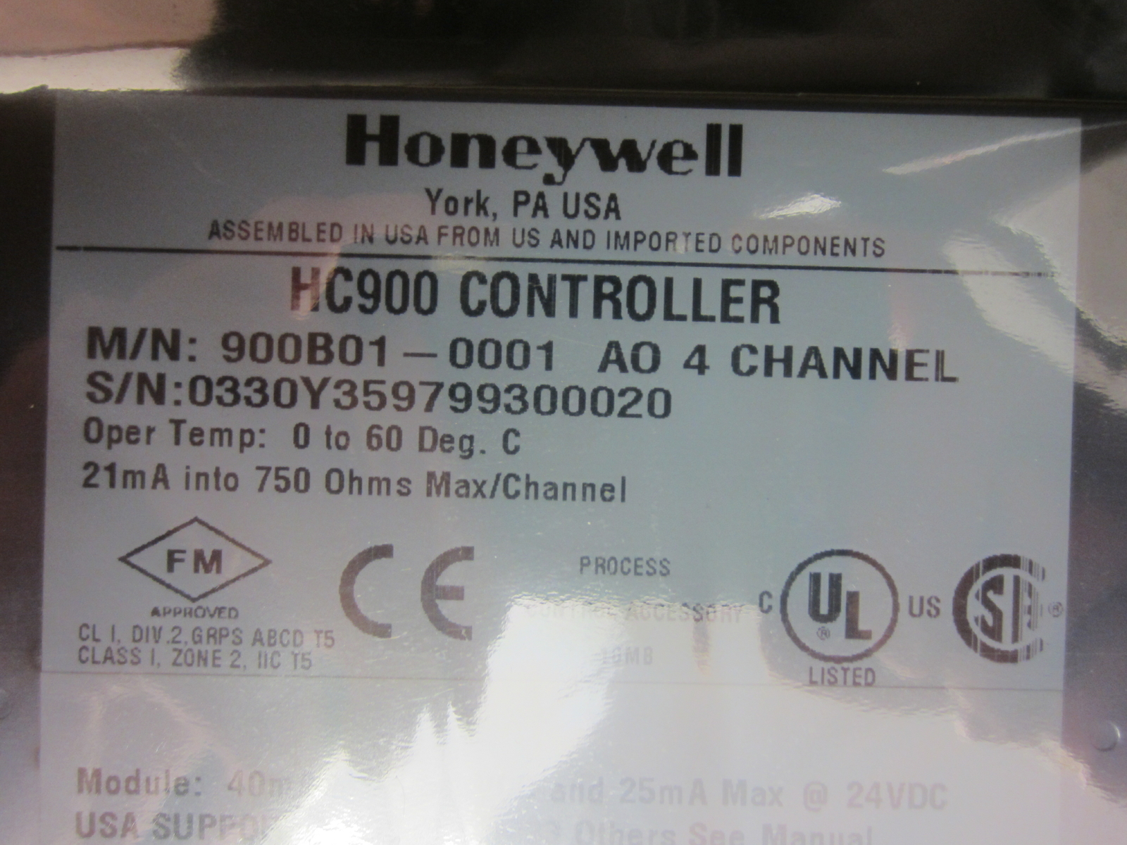 Honeywell 900B01-0001 HC900 4-Pt.Analog Output Module 900B010001