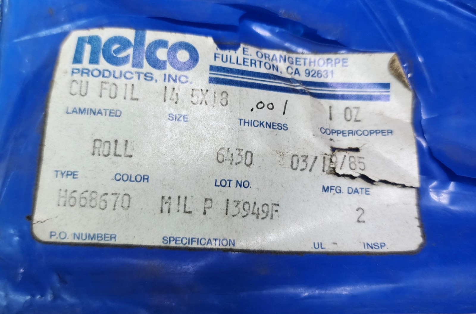 Copper Sheet CU Foil 0.03mm Thickness 14.5″ (368mm) x 18″ (457mm) Nelco 1985
