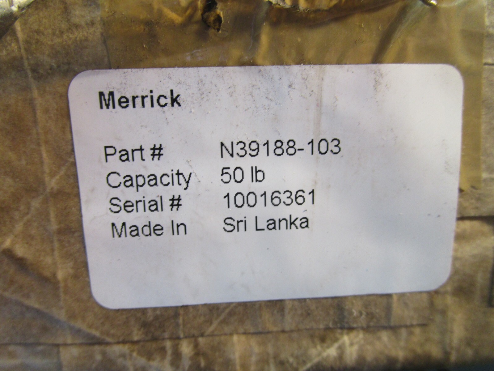 Merrick N39188-103 Load Cell Transducer, Output 3.000