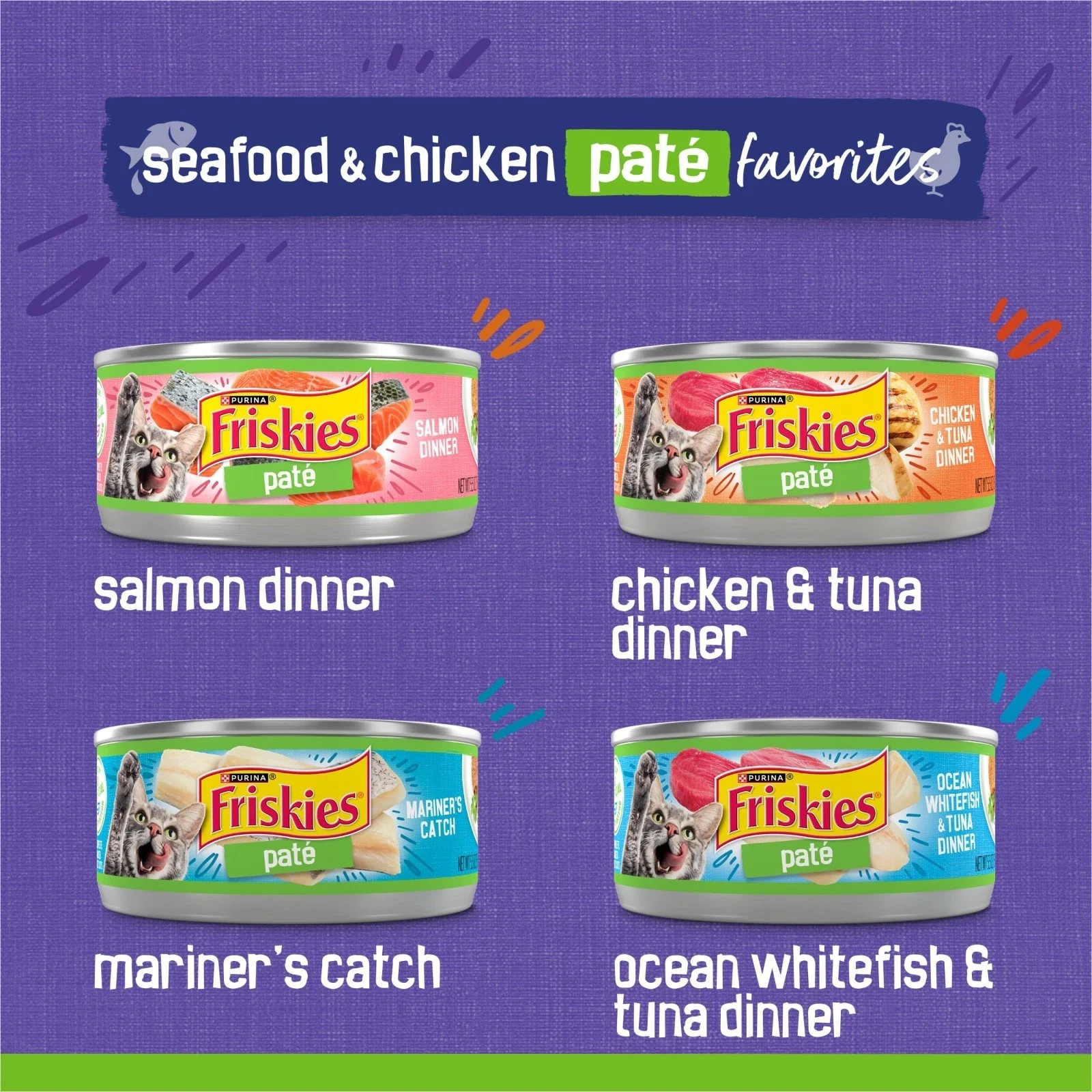 Purina Friskies Seafood & Chicken Pate Variety Pack Wet Cat Food, 5.5oz, 96 cans
