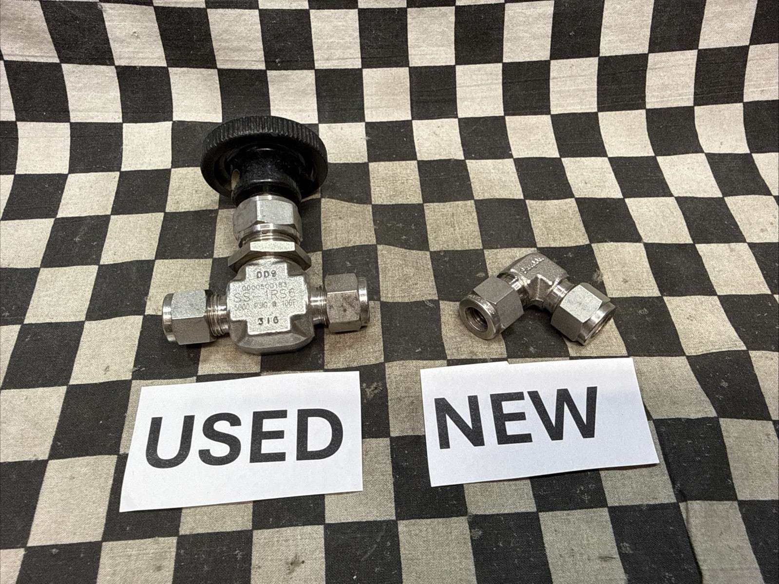 Swagelok SS-600-3 & SS-1RS6, Elbow & Needle Valve, LOT OF 2, SHIPSAMEDAY#133N6