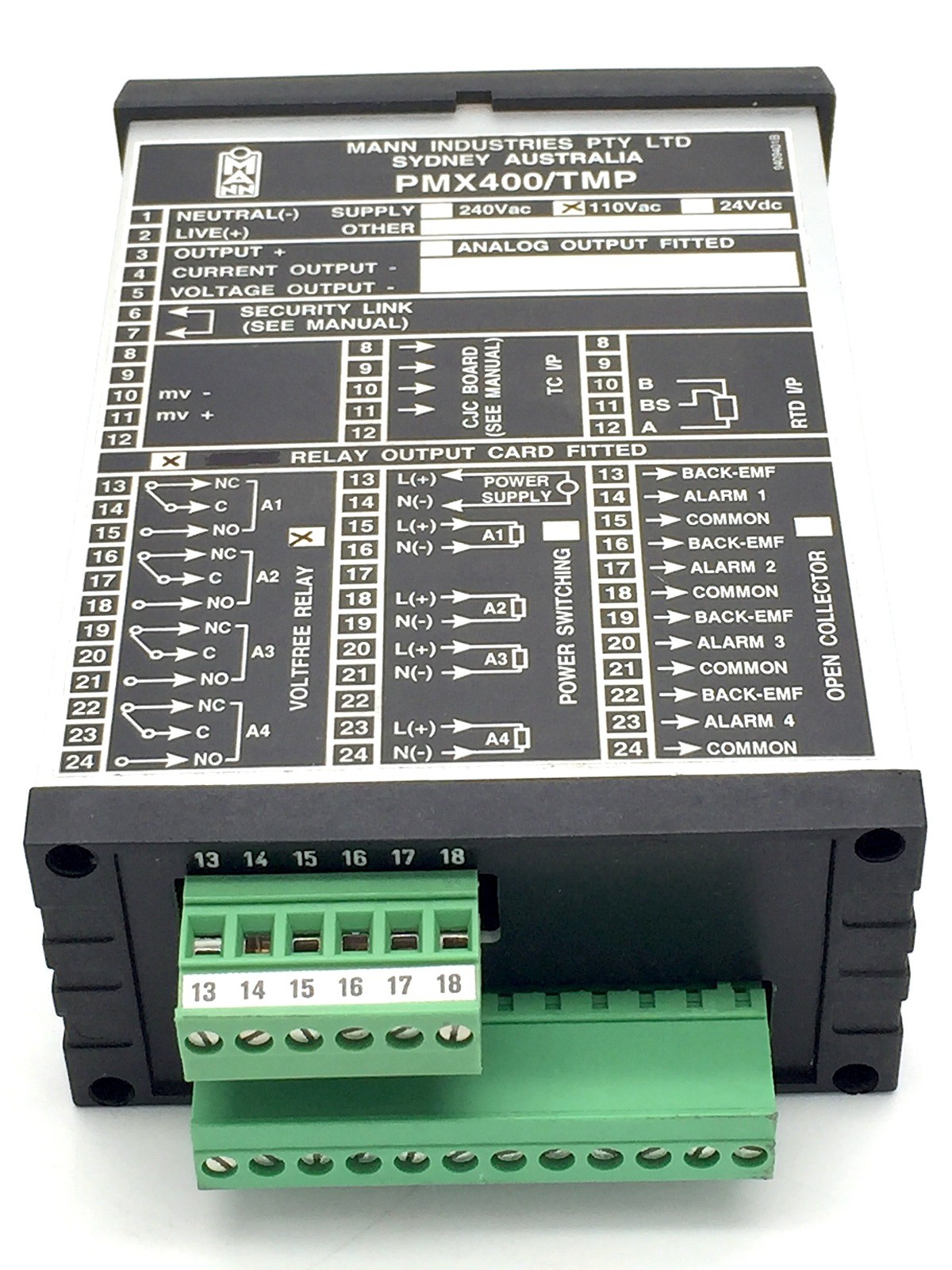 MANN Industries PMX400/TMP Control Temperature Indicator 110VAC PMX Series