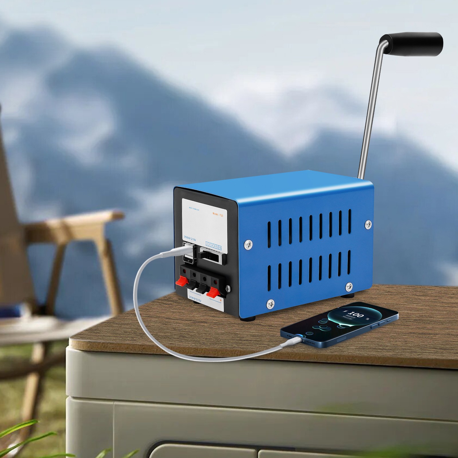 20W Hand Crank Generator Portable USB Charger Manual Power Supply for Camping US