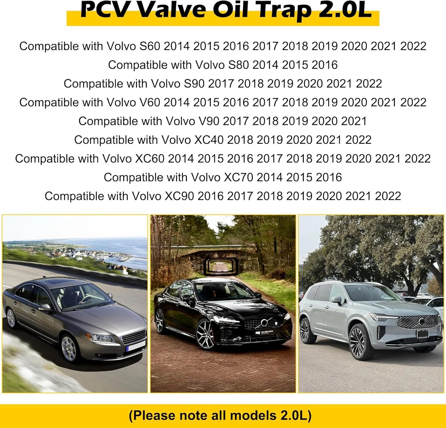 PCV Valve Oil Trap 2.0L Compatible with Volvo XC90 XC60 S60 S80 S90 V60 V90 X…