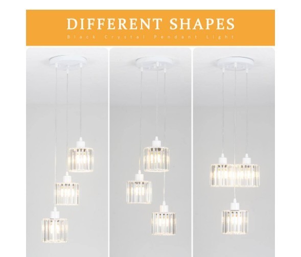 LWYTJO 3-Light Shine White Modern Classic Style Crystal Pendant Light