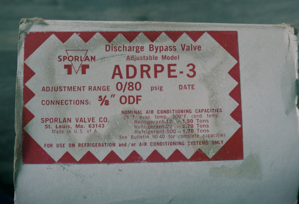 SPORLAN ADRPE-3-0/80 DISCHARGE BYPASS VALVE 5/8″ ODF NEW IN BOX